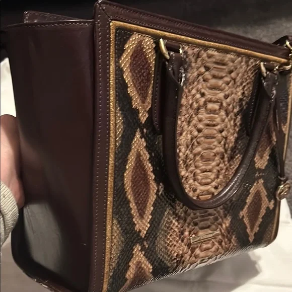 Brahmin Aubree - Savino Folklore- Brown Snake Print Women's Bag - Picture 7 of 16